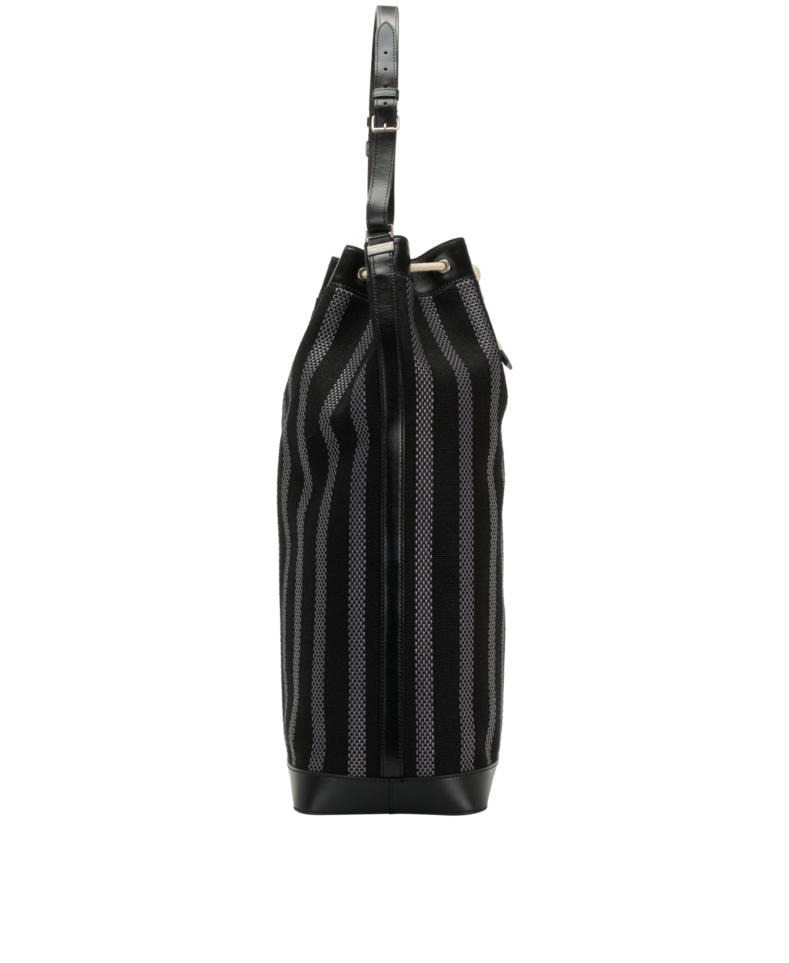 Oversized Bucket Bag, &pound;595, Handbags, Black, Canvas/Leather, Side view
